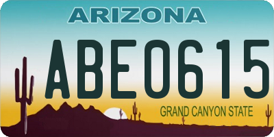AZ license plate ABE0615