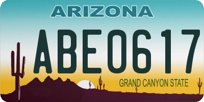 AZ license plate ABE0617