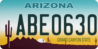 AZ license plate ABE0630