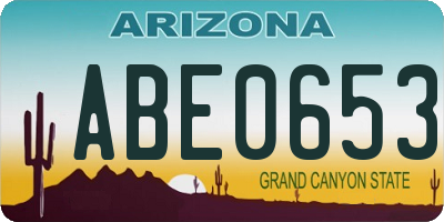 AZ license plate ABE0653