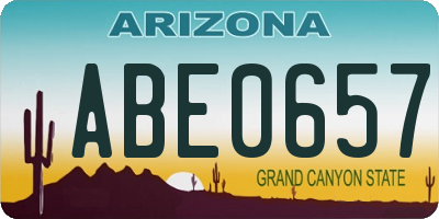 AZ license plate ABE0657