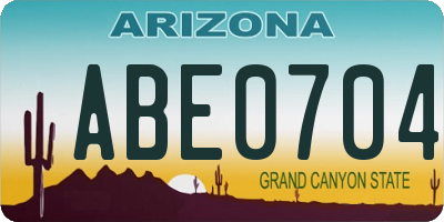 AZ license plate ABE0704