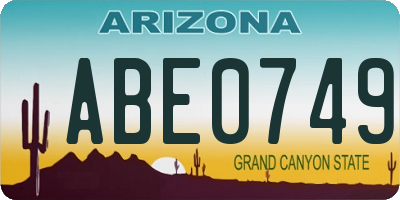 AZ license plate ABE0749