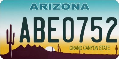 AZ license plate ABE0752