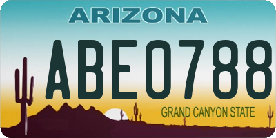 AZ license plate ABE0788