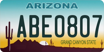 AZ license plate ABE0807