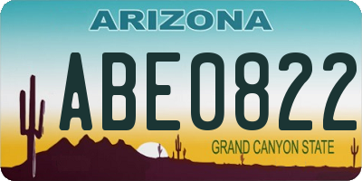 AZ license plate ABE0822