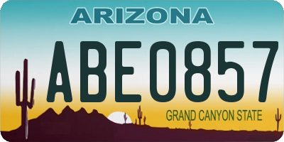 AZ license plate ABE0857