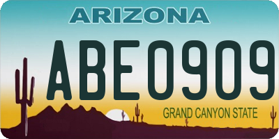 AZ license plate ABE0909