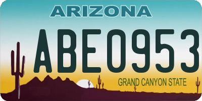 AZ license plate ABE0953