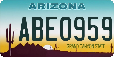 AZ license plate ABE0959