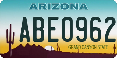 AZ license plate ABE0962