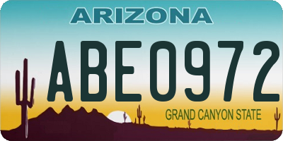 AZ license plate ABE0972