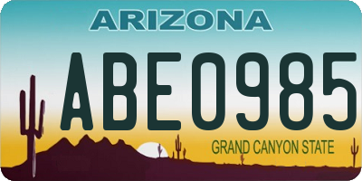 AZ license plate ABE0985