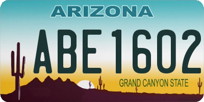 AZ license plate ABE1602