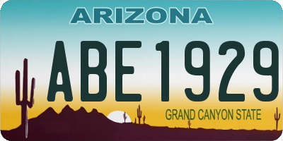 AZ license plate ABE1929