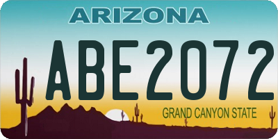 AZ license plate ABE2072