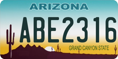 AZ license plate ABE2316