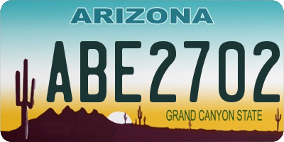 AZ license plate ABE2702