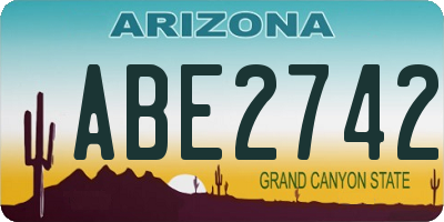 AZ license plate ABE2742