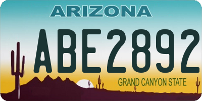 AZ license plate ABE2892