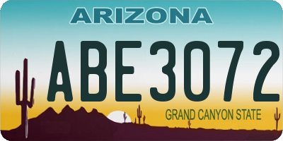 AZ license plate ABE3072