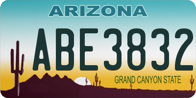 AZ license plate ABE3832