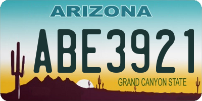 AZ license plate ABE3921