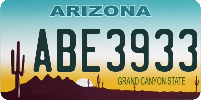 AZ license plate ABE3933