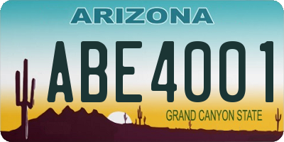 AZ license plate ABE4001