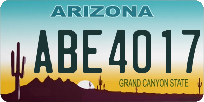 AZ license plate ABE4017