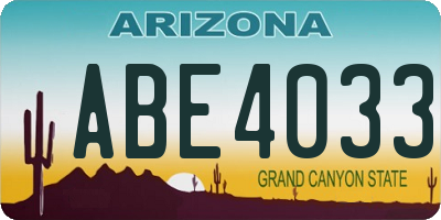 AZ license plate ABE4033