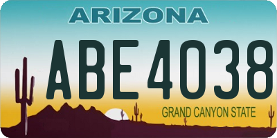 AZ license plate ABE4038