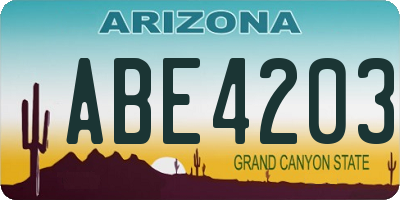 AZ license plate ABE4203