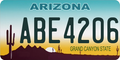 AZ license plate ABE4206