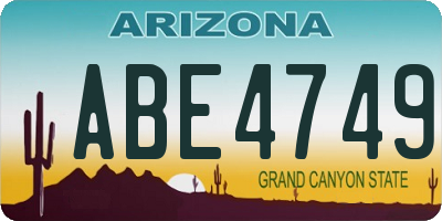AZ license plate ABE4749
