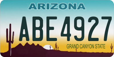 AZ license plate ABE4927