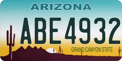 AZ license plate ABE4932