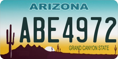AZ license plate ABE4972