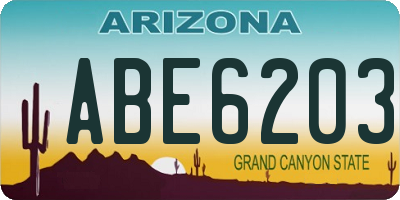 AZ license plate ABE6203