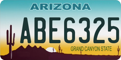 AZ license plate ABE6325