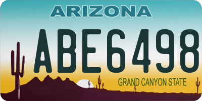 AZ license plate ABE6498