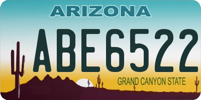 AZ license plate ABE6522
