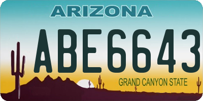 AZ license plate ABE6643