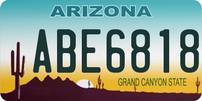 AZ license plate ABE6818