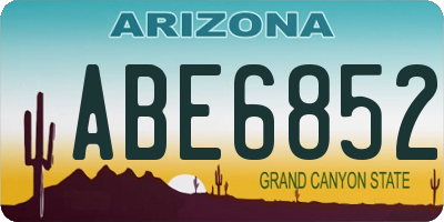 AZ license plate ABE6852