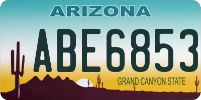AZ license plate ABE6853