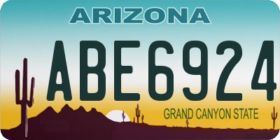 AZ license plate ABE6924