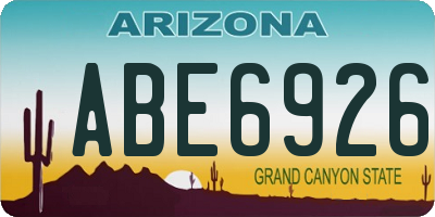 AZ license plate ABE6926