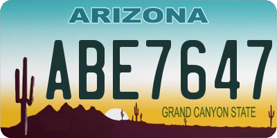 AZ license plate ABE7647